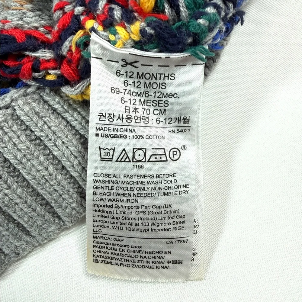 BABY GAP Cardigan Sweater 6-12M Fair Isle Animal Print Grandpacore Shawl Collar‎
